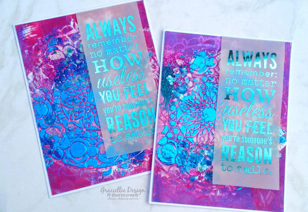 Foil Monoprinted Backgrounds with Deco Foil and Rebekah Meier Designs