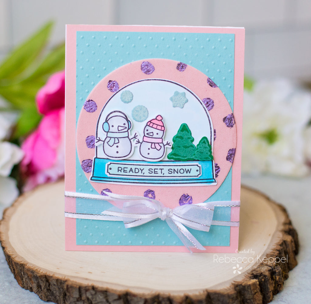 Foil and Ink on Flock! Deco Foil Flock Snow Globe Card