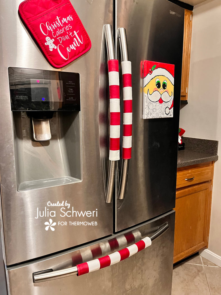 Candy Cane Refrigerator Door Handle Covers with Liquid Vinyl