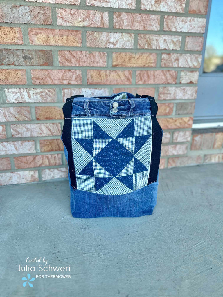 Recycled Jean Grocery Bag with Treasured Threadz™