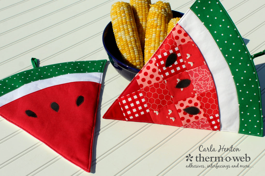 HeatnBond Fusible Fleece Watermelon Oven Mitts Potholders