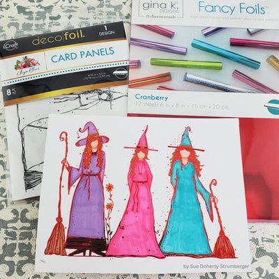Therm O Web Deco Foil Card Panels by Angie Blom - WITCH TRIO 5741