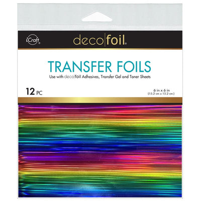 Therm O Web Deco Foil Transfer Sheets 6 in x 6 in (12 sheets) - Prismatic Rainbow 5716