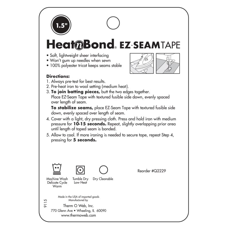 HeatnBond EZ-Seam Iron-On Fusible Sheer Batting and Seam Tape, 1.5