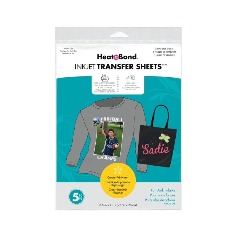 Therm O Web HeatnBond Inkjet Transfer Sheets 5 pk, Dark Colored Fabrics 3368