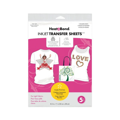 Therm O Web HeatnBond Inkjet Transfer Sheets 5pk, Light Colored Fabrics 3367