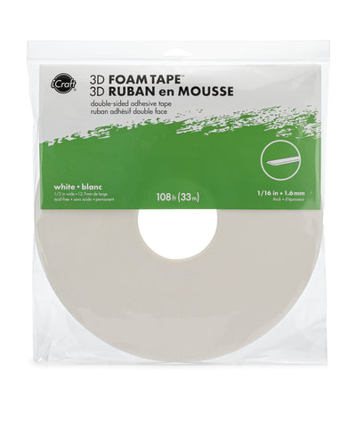 Therm O Web iCraft 3D Foam Tape Jumbo Roll (White) 1/16 Thick x 108 ft 5607