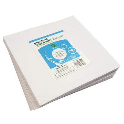 Therm O Web Tear Away Machine Embroidery Stabilizer by HeatnBond - 8 inch x 8 inch Sheets Medium Weight 1.8 Ounce - Pack of 100 Q7513