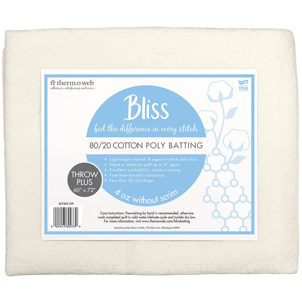 thermoweb.com Bliss 80/20 Cotton Poly Batting - Throw&nbsp;Plus&nbsp;60"&nbsp;x&nbsp;72" BCP402.THP