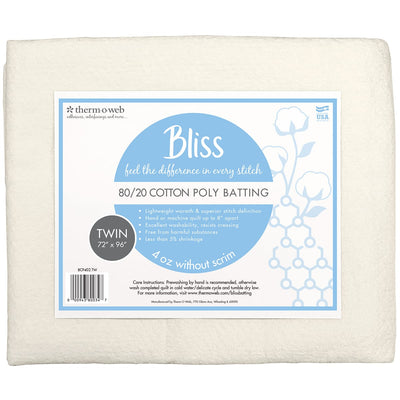 thermoweb.com Bliss 80/20 Cotton Poly Batting - Twin&nbsp;72"&nbsp;x&nbsp;96" BCP402.TW