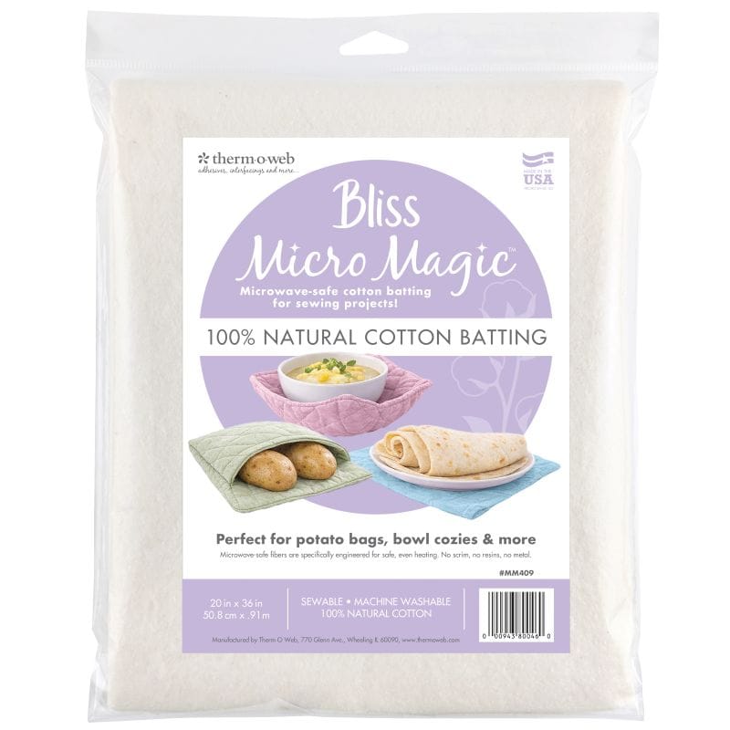 thermoweb.com Bliss Micro Magic Batting 100% Cotton <br> 20 in x 1 yd pack MM409.2036