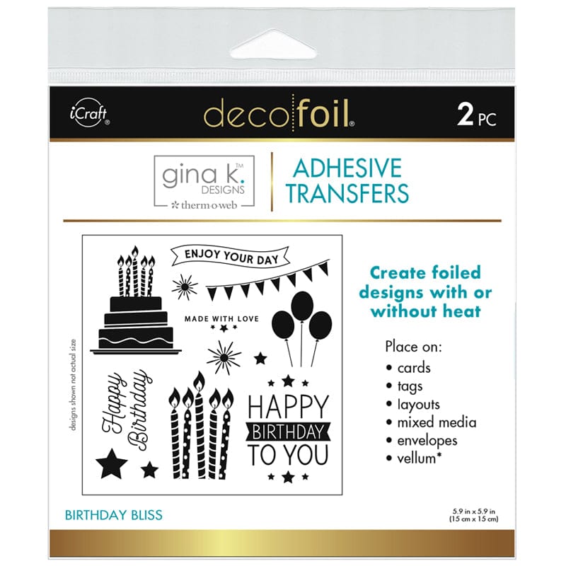 Therm O Web Deco Foil Adhesive Transfer Designs by Gina K - Birthday Bliss 5630