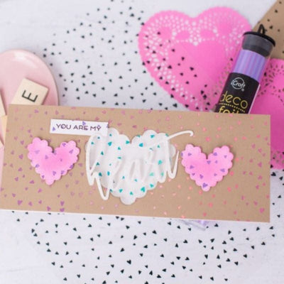 Therm O Web Deco Foil Kraft Slimline Toner Card Fronts - Dainty Hearts 5591