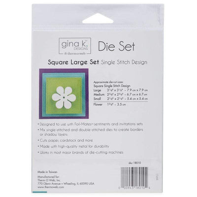Therm O Web Gina K. Designs Nesting Die Set Square Single Stitch, Large 18010