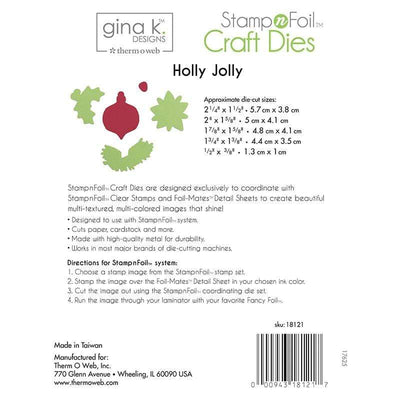 Therm O Web Gina K. Designs StampnFoil Die Set, Holly Jolly 18121