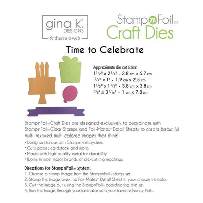 Therm O Web Gina K. Designs StampnFoil Die Set, Time To Celebrate 18082