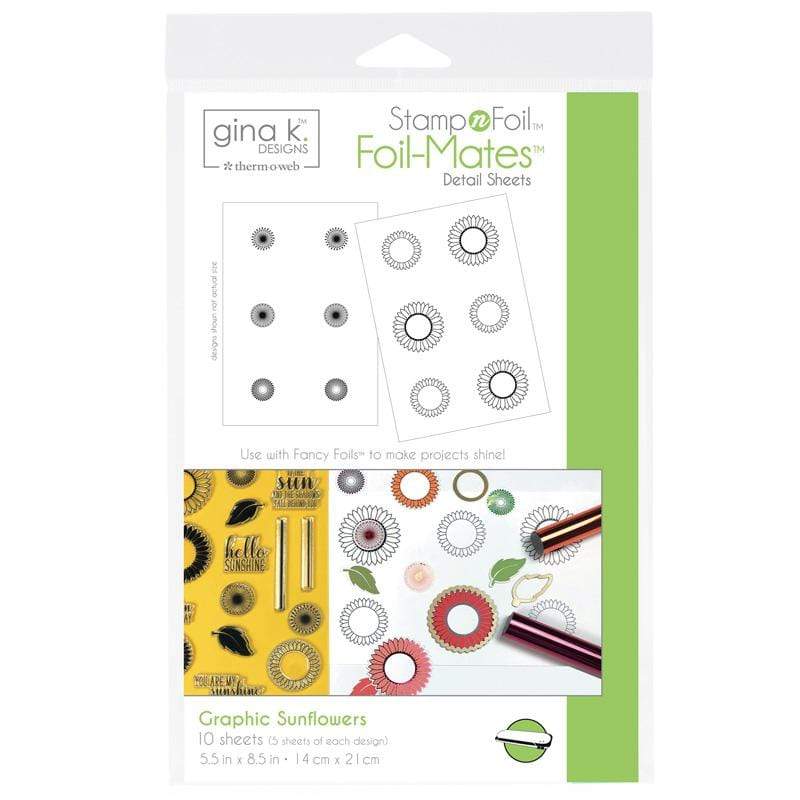 Therm O Web Gina K. Designs StampnFoil Foil-Mates Detail Sheets, Graphic Sunflowers 18103