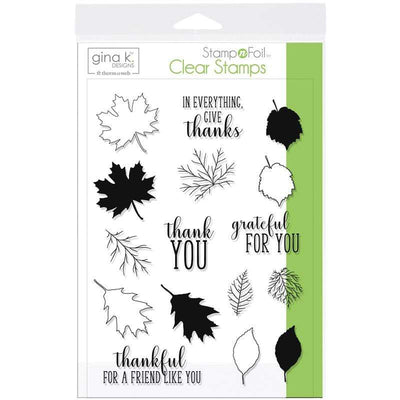 Therm O Web Gina K. Designs StampnFoil Stamp Set, Thankful Leaves 18106