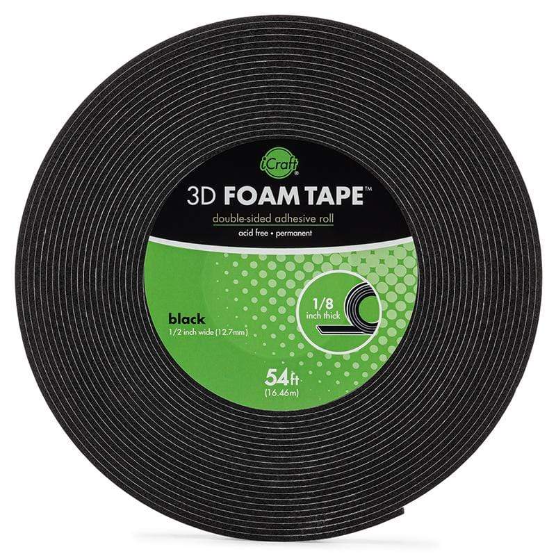 iCraft 3D Foam Tape Jumbo Roll (Black) 1/8 Thick x 54 ft –