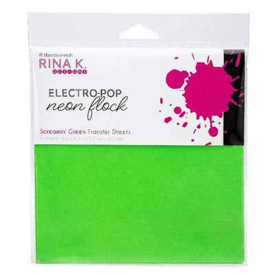 Therm O Web Rina K. Designs Neon Flock Transfer Sheets, Screamin' Green 18166