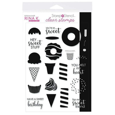 Therm O Web Rina K. Designs StampnStencil Stamp Set, Sweet Stuff 18157