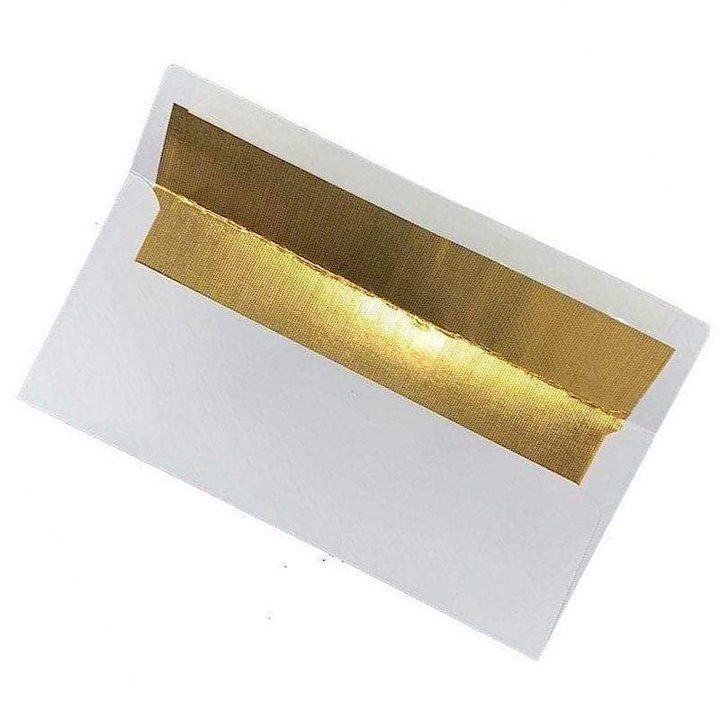 White w/Gold Foil Slimline Envelope 6 PK - PeelnStick Seal –