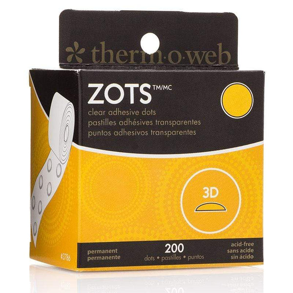 THERMOWEB Zots Clear Adhesive Dots, 3D, 1/2 Diameter x 1/8 Thick, 3-D,  200 Count